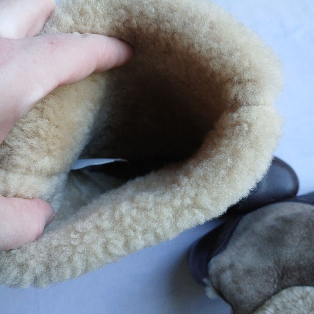 Vintage Hush Puppies Boots 6 Womens‎ Leather Fleece Lined Cozy Hippie USA Made - Picture 10 of 14